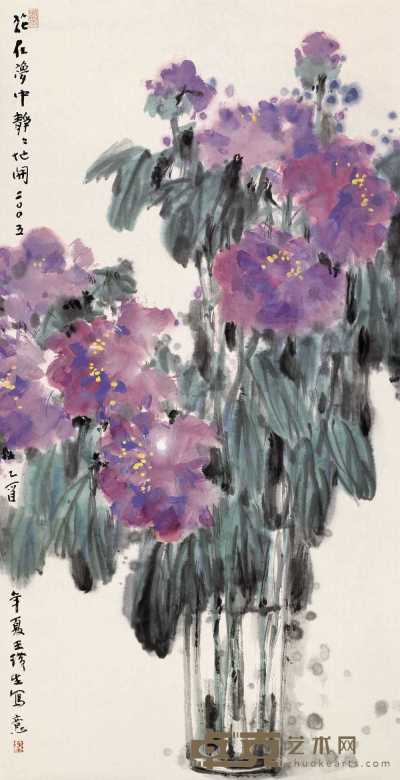 王璜生 2005年作 花在梦中 镜心 136×68cm